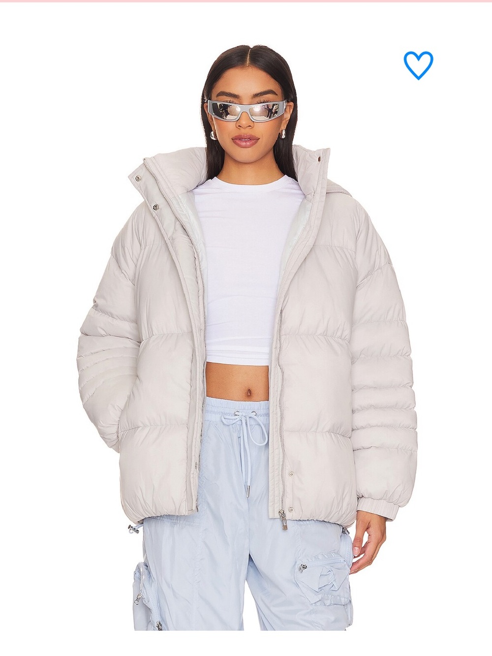 Revolve Light Gray Puffer Jacket Oversize - Superdown Brand